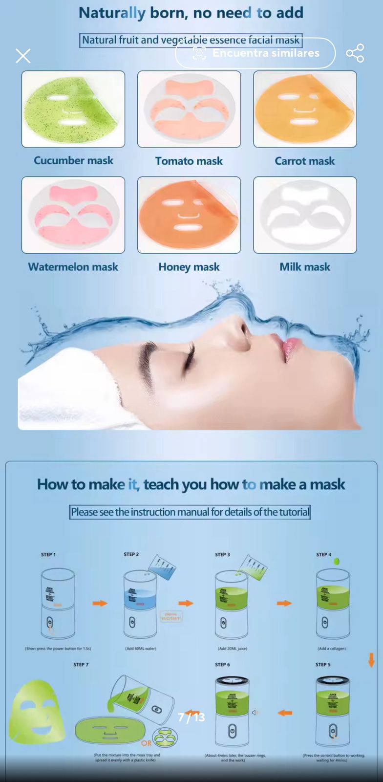 Máquina para hacer mascarillas faciales DIY, tratamiento Facial; colágeno vegetal Natural, uso doméstico, salón de belleza, SPA, dispositivo de belleza